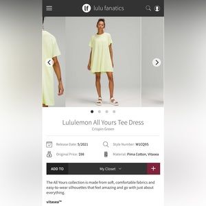 NWOT Lululemon All Yours T-Shirt Dress Size 8